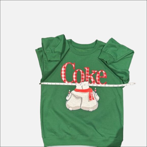 Coca-Cola Polar Bear Red Gingham Green Holiday Graphic Sweater (US M) - Picture 3 of 7